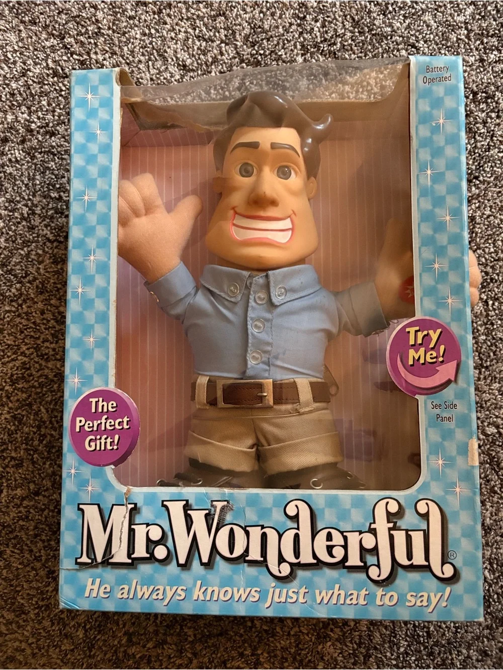 Vintage 2003 Mr. Wonderful Doll Talking Plush Figure with Box